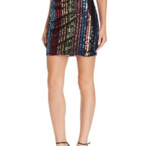Multicolor valentines 80’s inspired party sparkle rainbow Sequin Mini Skirt